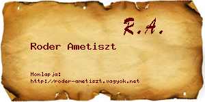 Roder Ametiszt névjegykártya